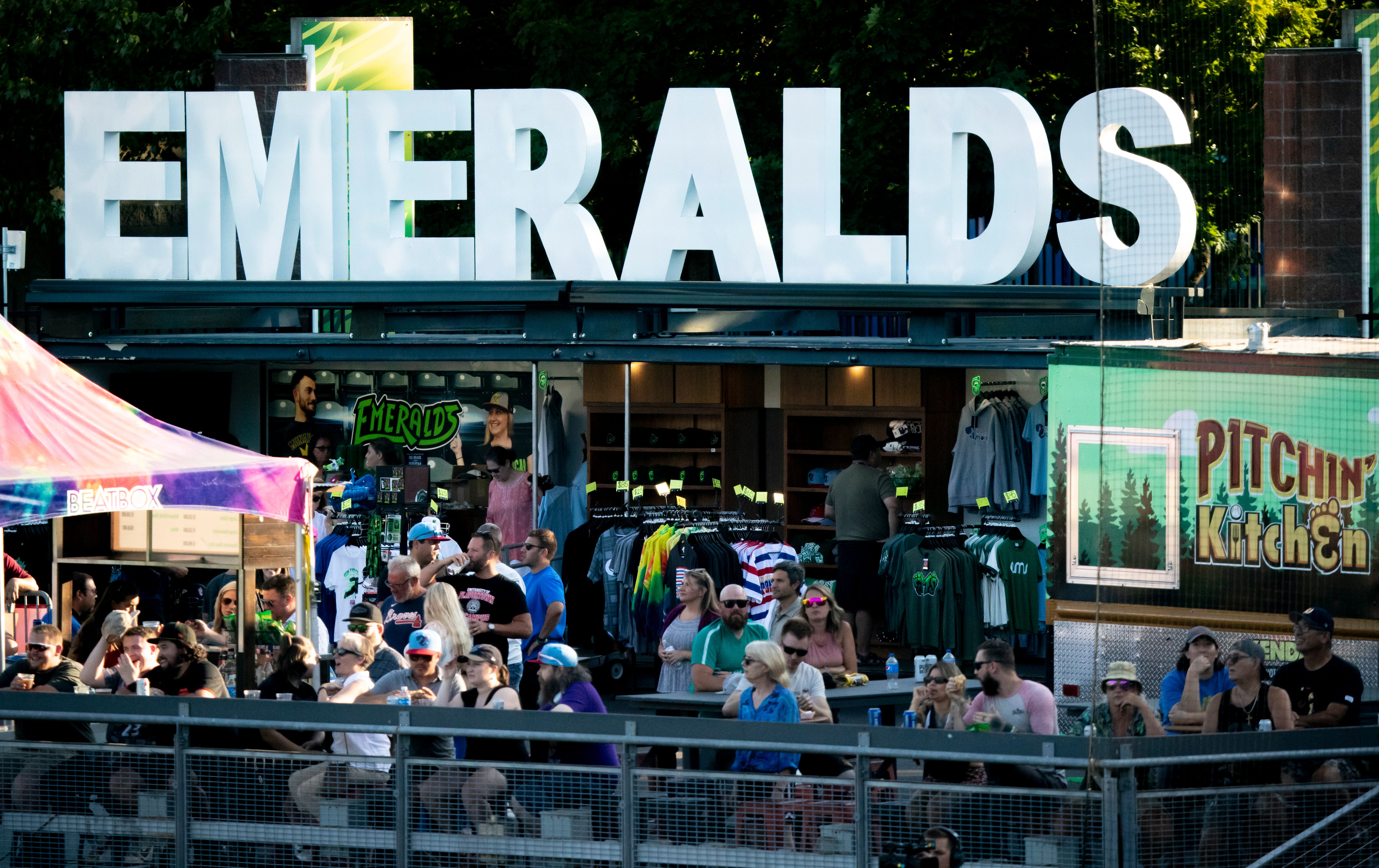 Fans watch a Eugene Emeralds game at PK Park. (2023)